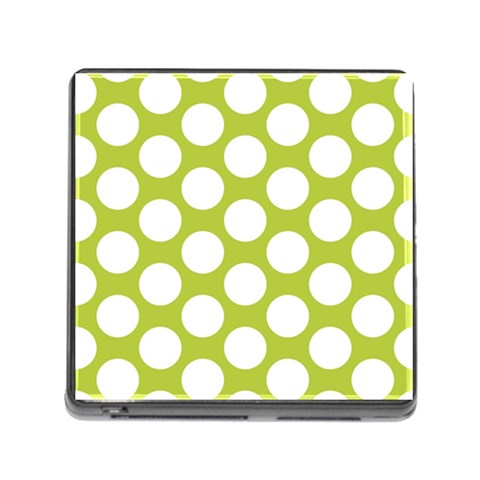 Spring Green Polkadot Memory Card Reader with Storage (Square) from UrbanLoad.com Front