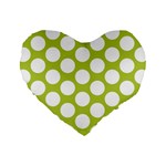 Spring Green Polkadot 16  Premium Heart Shape Cushion 
