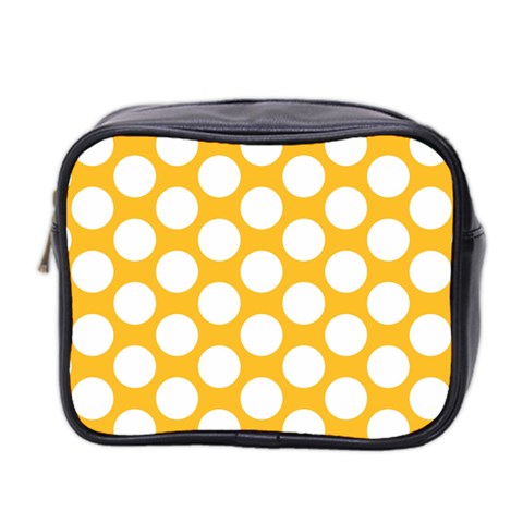 Sunny Yellow Polkadot Mini Travel Toiletry Bag (Two Sides) from UrbanLoad.com Front