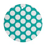 Turquoise Polkadot Pattern Round Ornament