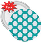 Turquoise Polkadot Pattern 3  Button (10 pack)