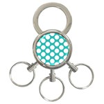 Turquoise Polkadot Pattern 3-Ring Key Chain