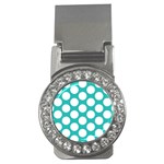 Turquoise Polkadot Pattern Money Clip (CZ)