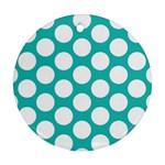 Turquoise Polkadot Pattern Round Ornament (Two Sides)