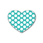 Turquoise Polkadot Pattern Drink Coasters (Heart)