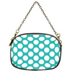 Turquoise Polkadot Pattern Chain Purse (Two Sided) 