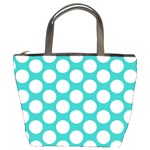 Turquoise Polkadot Pattern Bucket Handbag