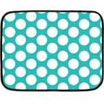 Turquoise Polkadot Pattern Mini Fleece Blanket (Two Sided)