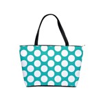 Turquoise Polkadot Pattern Large Shoulder Bag
