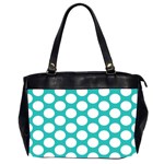 Turquoise Polkadot Pattern Oversize Office Handbag (Two Sides)