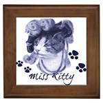 Miss Kitty blues Framed Ceramic Tile
