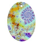 Golden Violet Sea Shells, Abstract Ocean Oval Ornament (Two Sides)