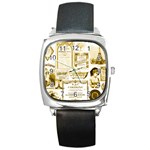 Parisgoldentower Square Leather Watch