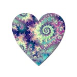 Violet Teal Sea Shells, Abstract Underwater Forest Magnet (Heart)