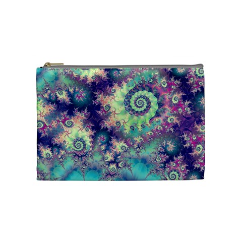 Violet Teal Sea Shells, Abstract Underwater Forest Cosmetic Bag (Medium) from UrbanLoad.com Front