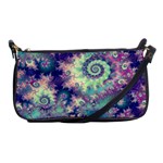 Violet Teal Sea Shells, Abstract Underwater Forest Shoulder Clutch Bag