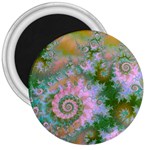 Rose Forest Green, Abstract Swirl Dance 3  Button Magnet