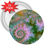 Rose Forest Green, Abstract Swirl Dance 3  Button (10 pack)