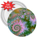 Rose Forest Green, Abstract Swirl Dance 3  Button (100 pack)