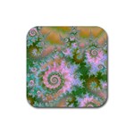 Rose Forest Green, Abstract Swirl Dance Drink Coaster (Square)