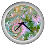 Rose Forest Green, Abstract Swirl Dance Wall Clock (Silver)