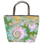 Rose Forest Green, Abstract Swirl Dance Bucket Handbag