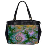Rose Forest Green, Abstract Swirl Dance Oversize Office Handbag (One Side)