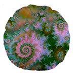 Rose Forest Green, Abstract Swirl Dance 18  Premium Round Cushion 