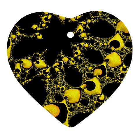 Special Fractal 04 Yellow Heart Ornament from UrbanLoad.com Front