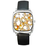 Special Fractal 04 Orange Square Leather Watch