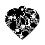 Special Fractal 04 B&w Dog Tag Heart (Two Sided)
