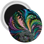 Special Fractal 02 Purple 3  Button Magnet