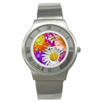 Lovely Flowers,purple Stainless Steel Watch (Slim)