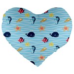 Fun Fish of the Ocean 19  Premium Heart Shape Cushion