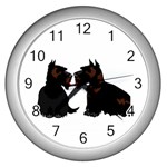 Scottish Terriers Wall Clock (Silver)