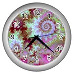 Raspberry Lime Delight, Abstract Ferris Wheel Wall Clock (Silver)