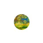 Golden Days, Abstract Yellow Azure Tranquility 1  Mini Button