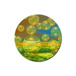 Golden Days, Abstract Yellow Azure Tranquility Drink Coaster (Round)