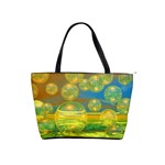 Golden Days, Abstract Yellow Azure Tranquility Large Shoulder Bag