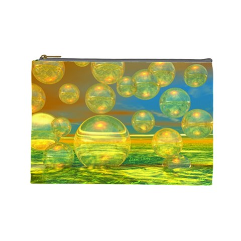 Golden Days, Abstract Yellow Azure Tranquility Cosmetic Bag (Large) from UrbanLoad.com Front