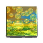 Golden Days, Abstract Yellow Azure Tranquility Memory Card Reader with Storage (Square)