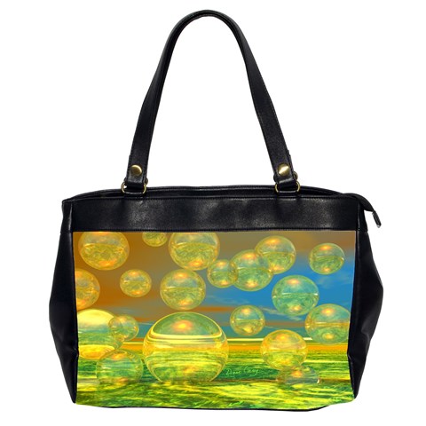 Golden Days, Abstract Yellow Azure Tranquility Oversize Office Handbag (Two Sides) from UrbanLoad.com Front