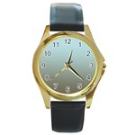 Blue Gold Gradient Round Leather Watch (Gold Rim) 