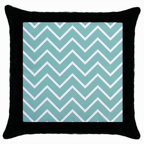 Blue And White Chevron Black Throw Pillow Case from UrbanLoad.com Front