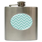 Blue And White Chevron Hip Flask