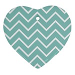 Blue And White Chevron Heart Ornament (Two Sides)