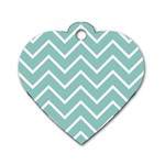 Blue And White Chevron Dog Tag Heart (Two Sided)