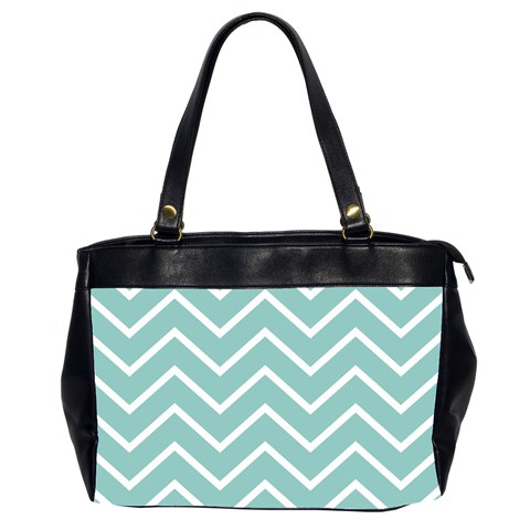 Blue And White Chevron Oversize Office Handbag (Two Sides) from UrbanLoad.com Front