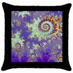 Sea Shell Spiral, Abstract Violet Cyan Stars Black Throw Pillow Case