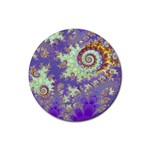 Sea Shell Spiral, Abstract Violet Cyan Stars Drink Coaster (Round)